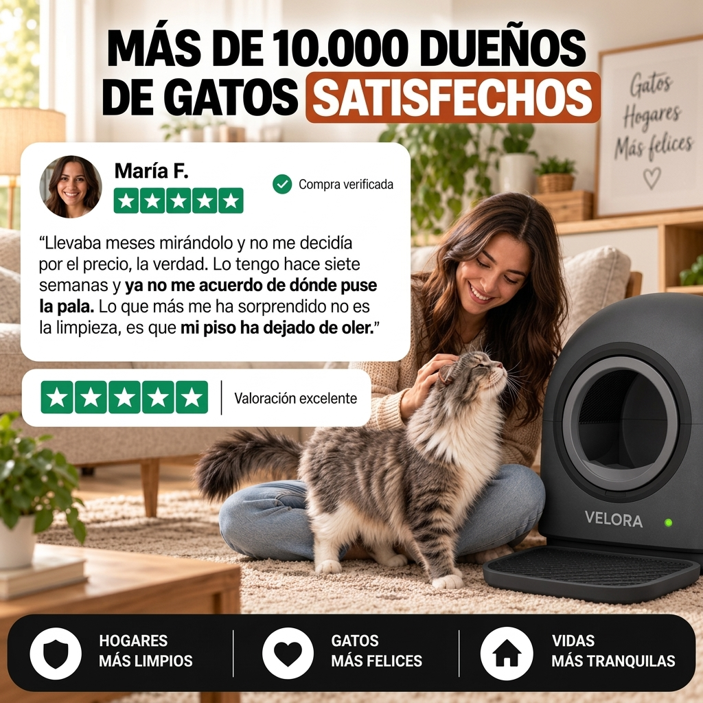 Arenero Inteligente Autolimpiable VELORA | Se limpia solo cada vez que tu gato sale